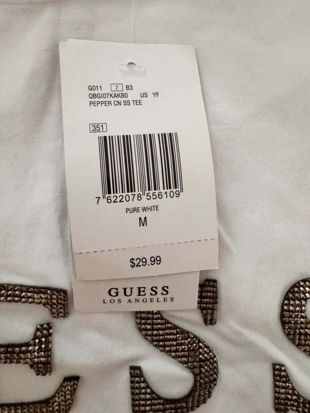 Guess Factory Pepper Rhinestone Logo Tee - Picture 6 of 7